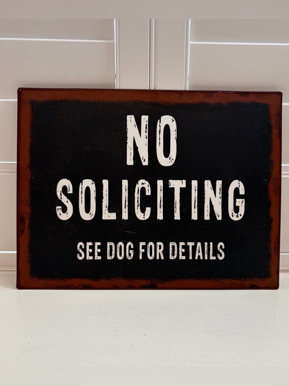 NWOT GANZ No Soliciting See Dog For Details - Metal Wall Home Decor Sign